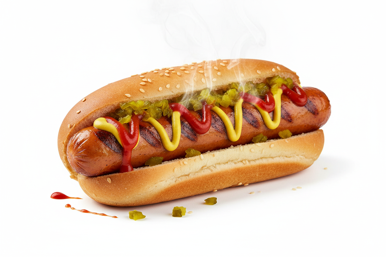 hot dog in a bun