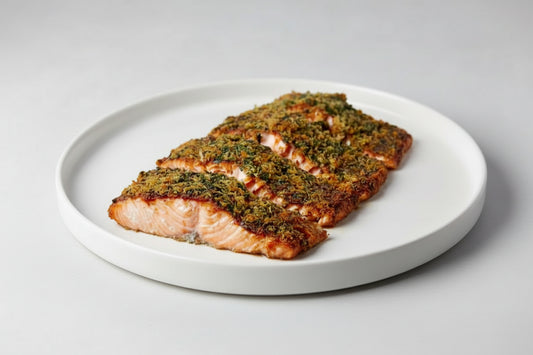 Green Salmon with nuts and herbs