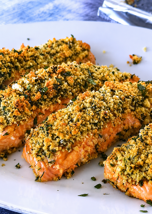 Panko crust herb salmon