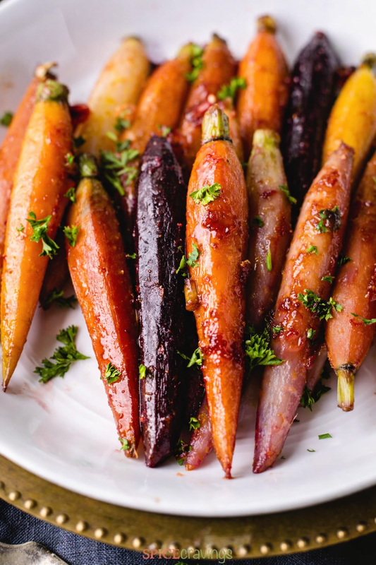 Honey-glazed Rainbow carrots