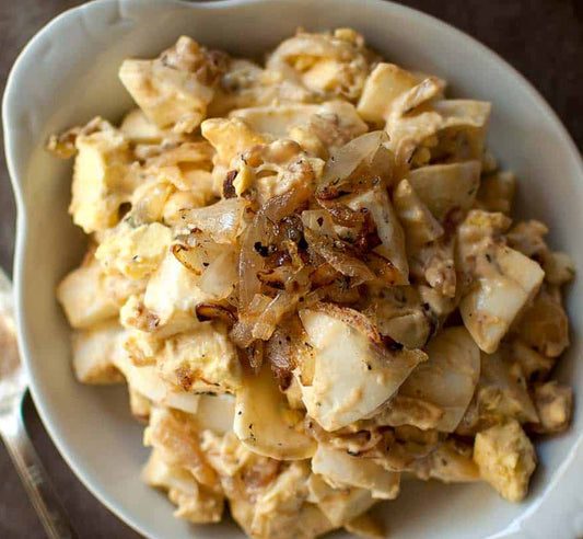 Egg Salad with Fried Onions