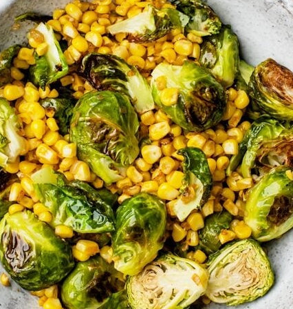 Roasted Corn, Carrots, Brussels Sprouts